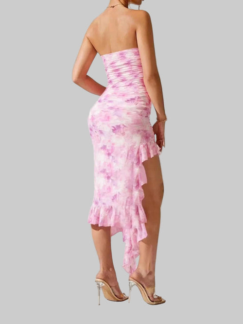 Strapless Ruffle Hem Dress