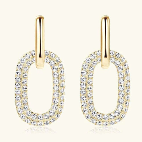 2.16 carat moissanite 925 sterling silver gold-plated elegant oval hoop earrings