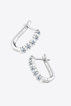 Moissanite 925 sterling silver earrings with platinum and 18K gold plating, minimalist style.