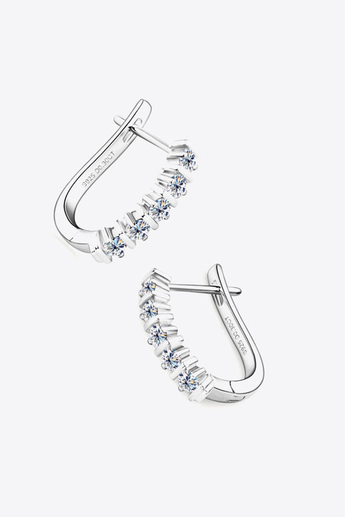 Moissanite 925 sterling silver earrings with platinum and 18K gold plating, minimalist style.