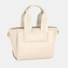 David Jones small handbag with embossed pattern handles in PU leather, chic and compact design.