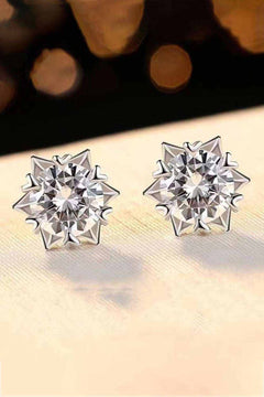 Stuck On You 4 Carat Moissanite stud earrings in polished 925 sterling silver with minimalist modern design