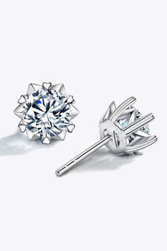 Stuck On You 4 Carat Moissanite stud earrings in 925 sterling silver with minimalist modern design and polished finish.