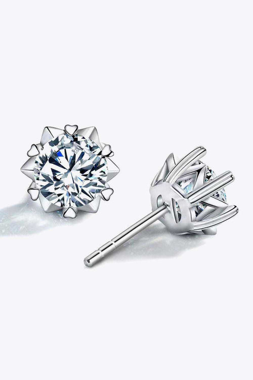 Stuck On You 4 Carat Moissanite stud earrings in 925 sterling silver with minimalist modern design and polished finish.