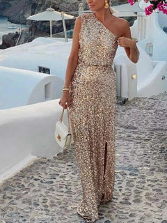 Sequin One-Shoulder