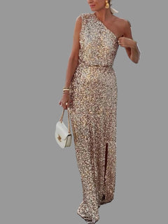 Sequin One-Shoulder
