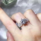 3 carat moissanite ring in 925 sterling silver with zircon accents on finger