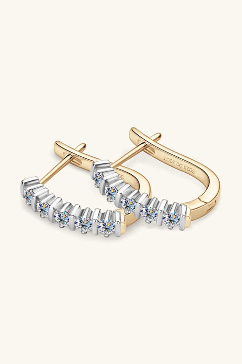 Moissanite 925 sterling silver minimalist earrings with platinum and 18K gold plating.