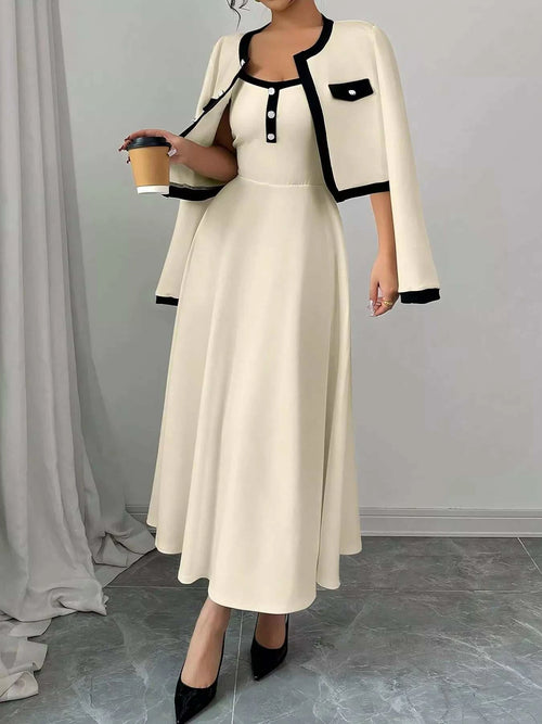 Contrast Trim Maxi Dress