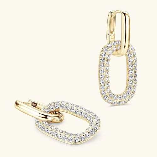 2.16 carat moissanite 925 sterling silver gold-plated oval dangle earrings