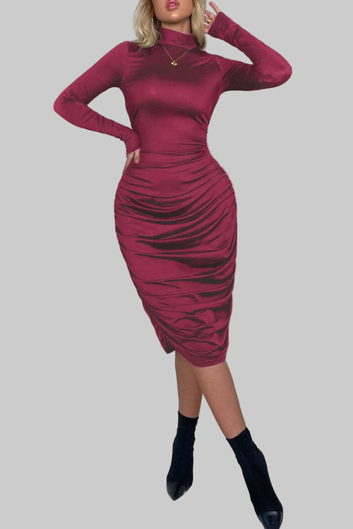 Ruched Long Sleeve Dress