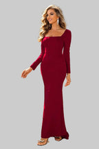 Square Neck Long Sleeve Dress