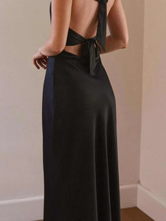 Halter neck wrap maxi dress with tie detail, made from 100% polyester.