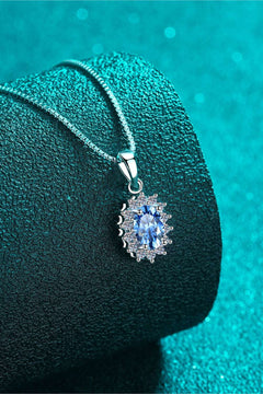 1 carat moissanite pendant necklace in 925 sterling silver with zircon accents on a 16-inch chain