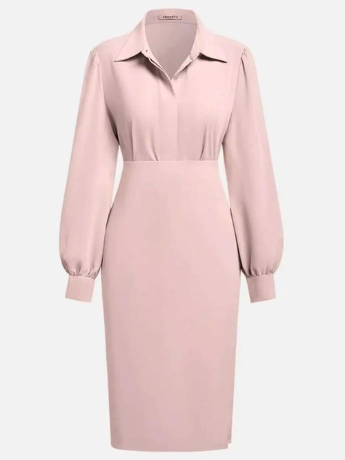 Ruched Midi Shirt Dress