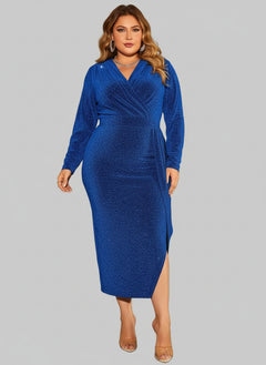 Plus Size Dress Honey - Elegant Surplice Neck for Curvy Style