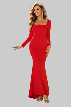 Square Neck Long Sleeve Dress