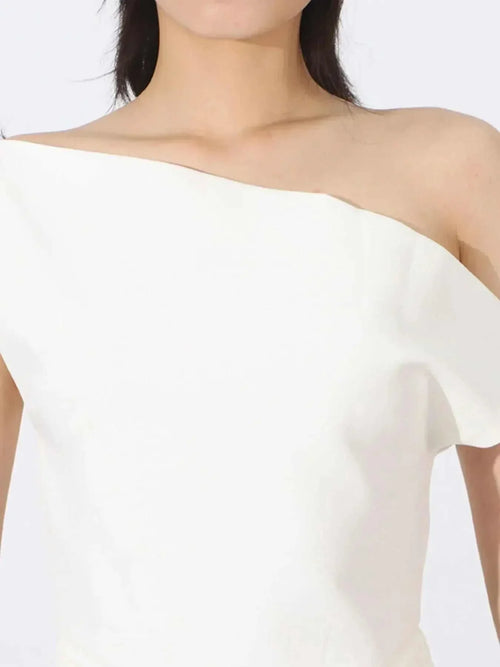 Single Shoulder Pleated Dress