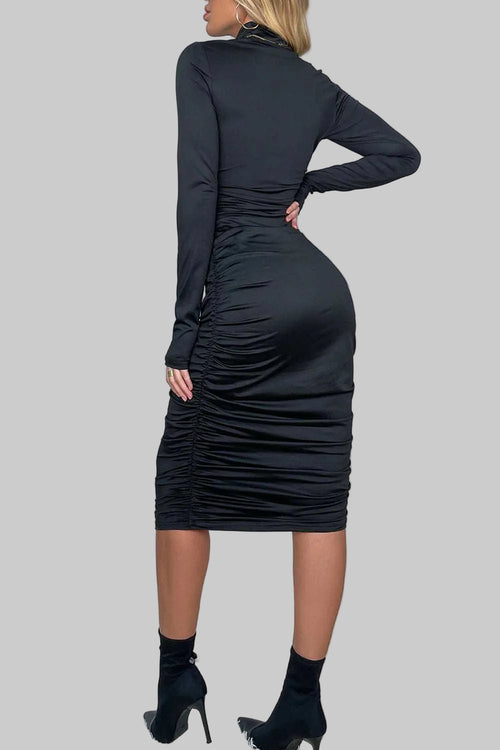 Ruched Long Sleeve Dress