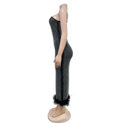 Women Mesh Diamond Evening Dress