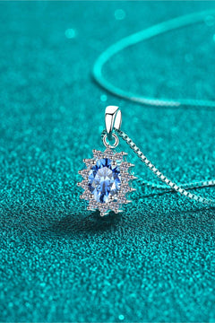 1 carat moissanite pendant necklace in 925 sterling silver with zircon accents on a delicate chain