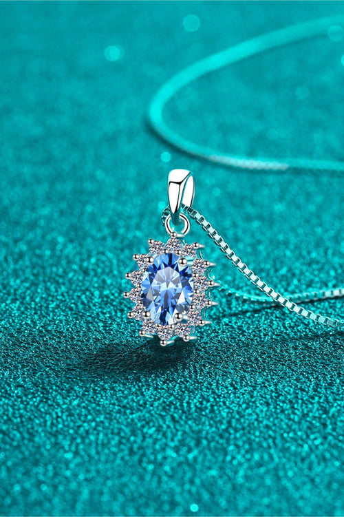 1 carat moissanite pendant necklace in 925 sterling silver with zircon accents on a delicate chain