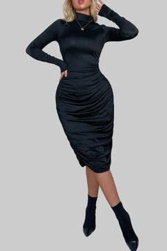 Ruched Long Sleeve Dress