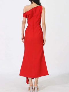 Single Shoulder Pleated Dress