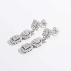 925 sterling silver earrings with inlaid zircon stones, elegant dangling design, 1.3 inches long