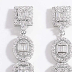 925 sterling silver earrings with inlaid zircon stones, elegant and lightweight design, ideal for formal occasions