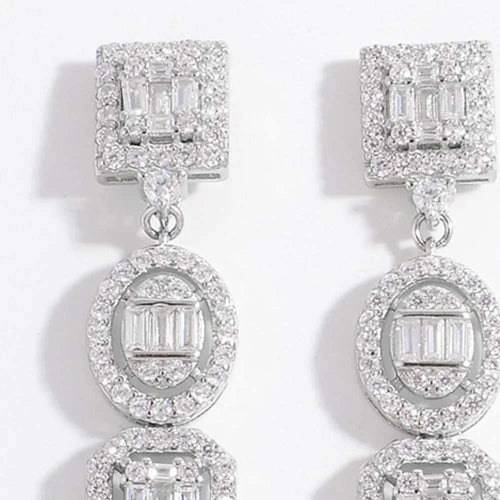 925 sterling silver earrings with inlaid zircon stones, elegant and lightweight design, ideal for formal occasions