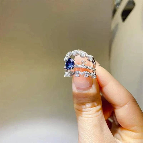 1 Carat Moissanite 925 sterling silver ring with zircon accents, three-piece set