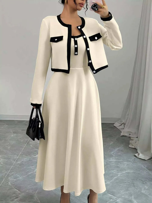 Contrast Trim Maxi Dress
