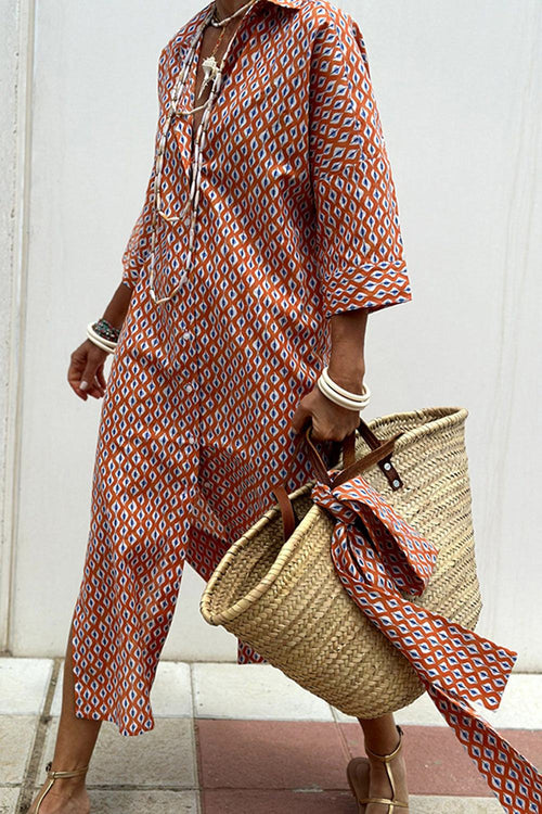 Quarter sleeve midi dress