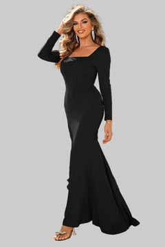 Square Neck Long Sleeve Dress