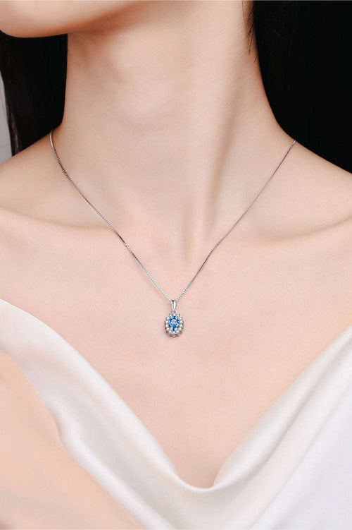 1 carat moissanite pendant necklace in 925 sterling silver with zircon accents on a delicate chain