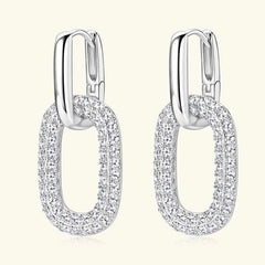 2.16 Carat Moissanite 925 sterling silver earrings with 18K gold plating and oval-shaped design