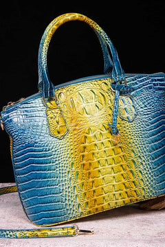 Medium gradient PU leather handbag with crocodile texture and detachable strap for chic everyday use