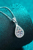 Sterling Silver Necklace 2 Carat Moissanite Teardrop