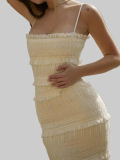 Frill Tiered Textured Maxi Cami Dress