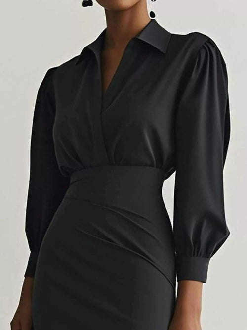 Ruched Midi Shirt Dress