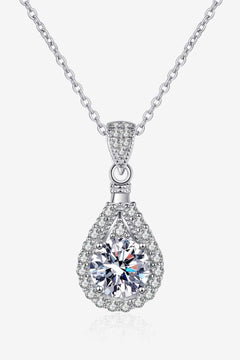 Sterling Silver Necklace 2 Carat Moissanite Teardrop