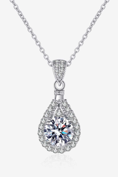 Sterling Silver Necklace 2 Carat Moissanite Teardrop