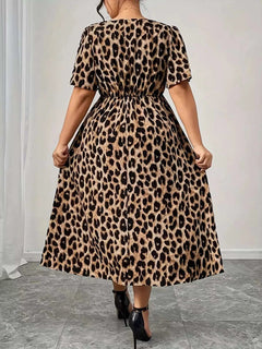 Plus Size Leopard Short Sleeve Dress