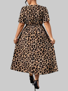 Plus Size Leopard Short Sleeve Dress