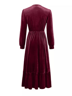 Ruffled Hem Long Sleeve Dress Elegant & Stylish | JSandiclothing - Jsandiclothing.com