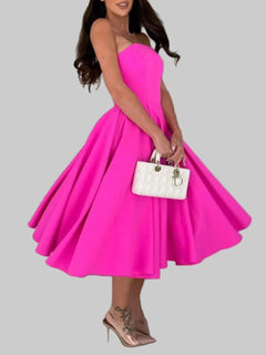 Midi Dress | Solid Color Tube Stylish Fitted and Comfortable Wear - Jsandiclothing.com