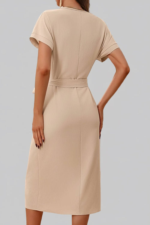 Dress - Tied Button Up Short Sleeve | Stylish Fit for Every Event - Jsandiclothing.com