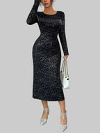 Sequin Long Sleeve Bodycon Dress| Formal & Chic - Jsandiclothing.com