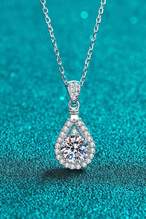 2 Carat Moissanite Teardrop Pendant 925 Sterling Silver Necklace - Jsandiclothing.com